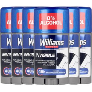Williams Expert Invisible Deodorant Man Stick - Alcoholvrij Bescherming Zonder Witte Strepen - Voor de Man met Stijl en Karakter- 6 x 75 ml