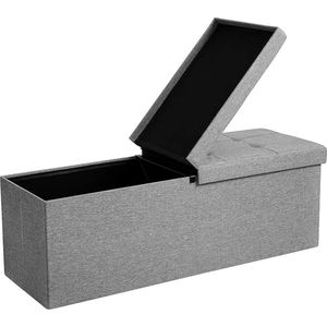 FurnStar - Bank met opbergruimte - Opvouwbare zitkist - Opbergkist - 38 x 110 x 38 cm - Deksel opvouwbaar - Belastbaar tot 300 kg - voor hal - woonkamer - slaapkamer - asgrijs