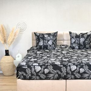 HappyBed - All Year Dekbed - Enkel 160x200 - Wasbaar Dekbed zonder Overtrek - Black Leaves