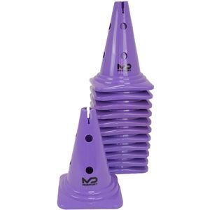 MDsport - Multifunctionele afbakenkegel paars - 30 cm - Set van 12 - Multifunctionele pion - Pion