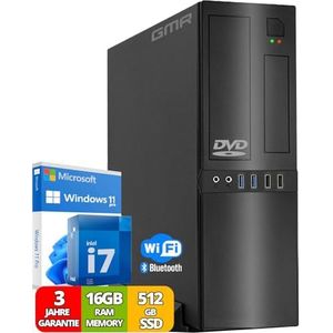 Desktopcomputer met Intel i7 8 thread 4,00 GHz | 16 GB DDR3 | 512 GB SSD | DVD ±RW | USB3 | Windows 11 Professional 64 bit | Business Office Media Computer