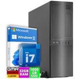 Desktop PC met Intel i7 | 4,0 GHz | 32 GB RAM | 1000 GB SSD | WiFi 600 en Bluetooth 5 | USB3 | Windows 11 Pro | Multimediacomputer met 3 jaar garantie