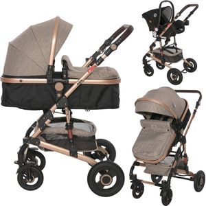 Lorelli - Alba Premium - Combi Kinderwagen - Pearl Beige - Inclusief Autostoel