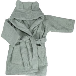 MamaLoes - Badjas - Stone Green - 100% Katoen - Design met Beer