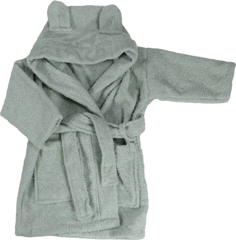 MamaLoes - Badjas - Stone Green - 100% Katoen - Design met Beer