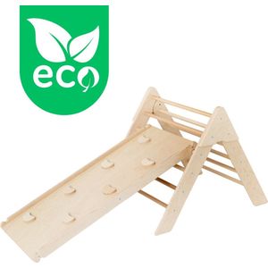 Luna Toys - Klimrek met Glijbaan - Naturel - Hout