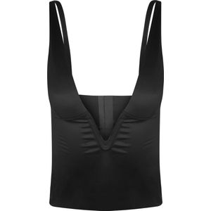 Magic Gloss Lage decollete - Diep uitgesneden hemd - Onderhemd met diepe hals - Singlet met diepe V-hals - licht corrigerend  - Zwart