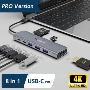 KL Home USB-C Docking Station - 8 in 1 - 100W - 4K HDMI - VGA - Zilver
