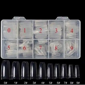 Nifkos Nagel Tips - French Half Cover - 500 Stuks 10 maten - Transparant - Acryl en Gel in tipbox