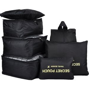 Nifkos secret 7 Delige Packing Cubes set - Luxe Koffer Organizer - Voor koffers, tassen en backpack - Zwart