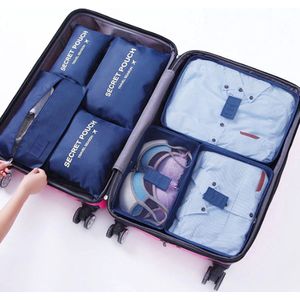 Nifkos secret 7 Delige Packing Cubes set - Luxe Koffer Organizer - Voor koffers, tassen en backpack - Donker Blauw