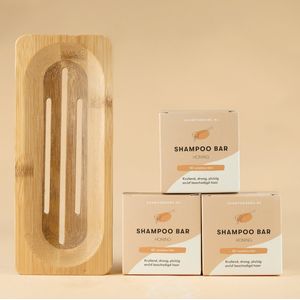 3x Shampoo Bar Honing + Bamboe plank bundel