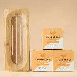 3x Shampoo Bar Mango Papaja + Bamboe plank bundel