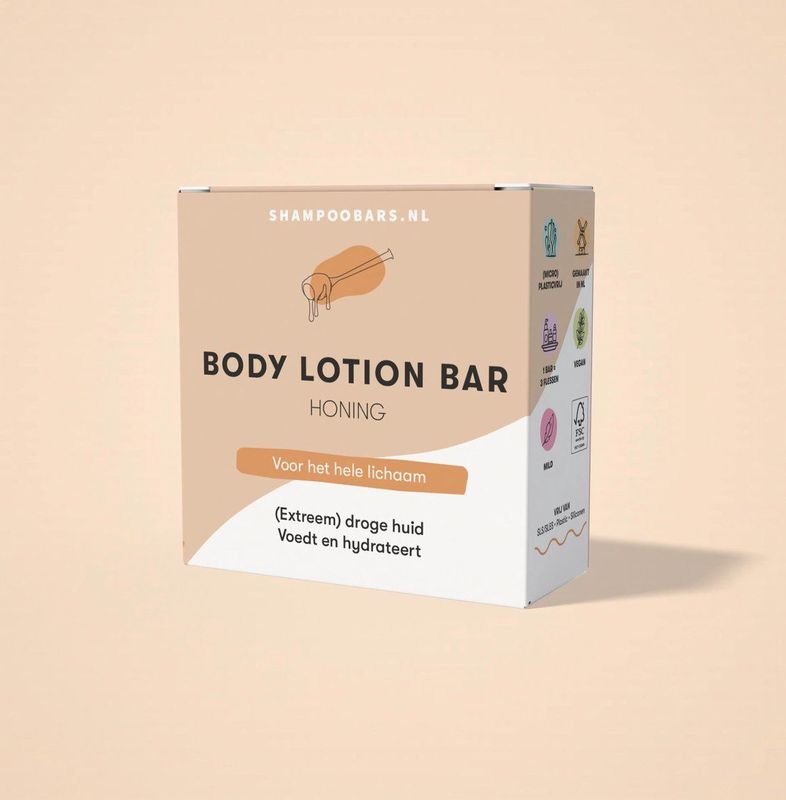 Body Lotion Bar Honing | Handgemaakt in Nederland | Dierproefvrij | 100% biologisch afbreekbare verpakking