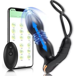 Douglas - Prostaat Stimulator met Cockring �– 9 Vibratiestanden - Vibrerende Butplugg - Anaal Dildo voor Mannen - Draadloos - Dubbele Stimulatie - Op afstand - Inclusief Extra Vibrator en App