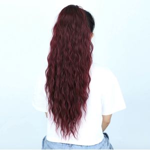 Gratis Kleuranalyse! - Miss Ponytails - Beachwave ponytail extentions - 26 inch - Bordeaux 118 - Hair extentions - Haarverlenging