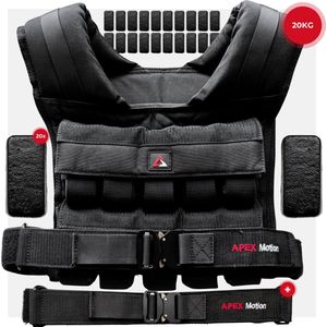 APEX Motion Gewichtsvest 20KG - One Size Fits All – Metalen Gesp - Weight Vest Verstelbaar in Gewichten - Fitness, Calisthenics & Crossfit – Full Black
