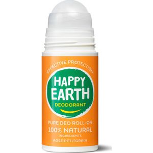Happy Earth - Pure Deodorant Roll-On - Rose Petitgrain - 100% Natuurlijke Ingrediënten