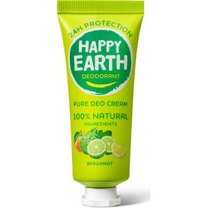 Happy Earth - Deodorant Crème - Bergamot - Natuurlijke Ingrediënten - Vegan