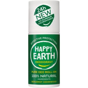 Happy Earth - Deodorant Roll-On - Bergamot Cedarwood - 75 ml - 100% Natuurlijk