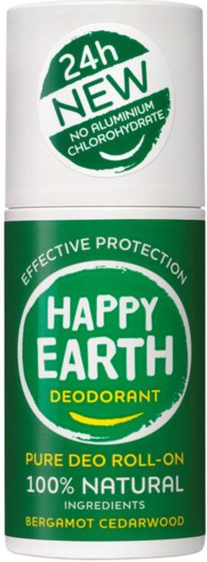 Happy Earth - Deodorant Roll-On - Bergamot Cedarwood - 75 ml - 100% Natuurlijk