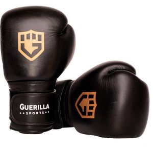 Guerilla Sports - Bokshandschoenen kinderen - Kickbox handschoenen kinderen voor bokszak - Jongens en meisjes - Hoogwaardig kalfsleer - Zwart - 6 oz