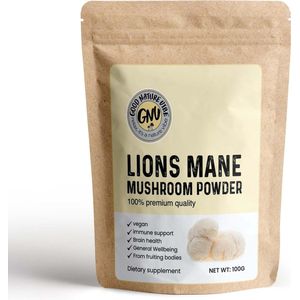 Good Nature Vibe Lions mane poeder 100G - lions mane kopen voor je brein - lion's mane volledig gemalen paddenstoelen - Pruikzwam poeder voor dagelijkse vitaliteit - Geschikt voor elk dieet - Vegan