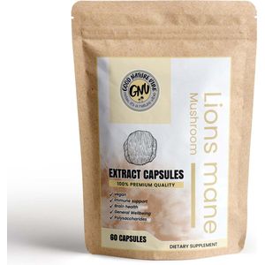 Good Nature Vibe Lions mane capsules 60st - Geheugen & Concentratie - Premium Lion's Mane Extract - Hoog gedoseerd & Zuiver - lions mane kopen voor Energie & vitaliteit - Pruikzwam Vegan capsules - lion's mane paddenstoel