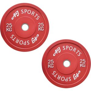 AJ-Sports Halterschijven Rubber 25 kg 2 stuks - halterschijf 50 mm - Gewichten set - Halters - Halterset - Halterstang - Halterbank - Fitness - Krachttraining