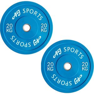 AJ-Sports Halterschijven Rubber 20 kg 2 stuks - halterschijf 50 mm - Gewichten set - Halters - Halterset - Halterstang - Halterbank - Fitness - Krachttraining