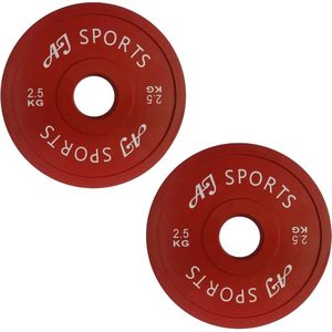 AJ-Sports Halterschijven Rubber 2.5 kg 2 stuks - halterschijf 50 mm - Gewichten set - Halters - Halterset - Halterstang - Halterbank - Fitness - Krachttraining