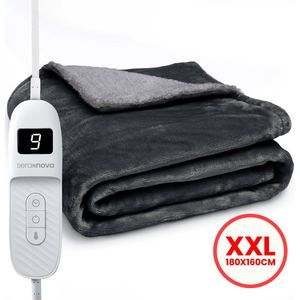 Seranova - Elektrische Deken - Antraciet Grijs - XXL - 180x160 cm - Dubbelzijdig - Fleece Sherpa
