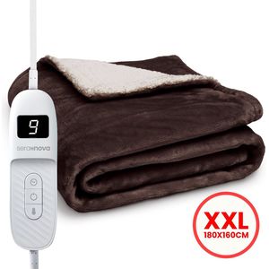 Seranova - Elektrische Deken - Kastanjebruin - XXL - 180x160 cm - Dubbelzijdig - Fleece Sherpa