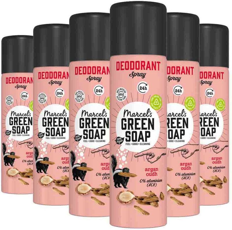 6x Marcel's Green Soap Deodorant Spray Argan & Oudh 150 ml