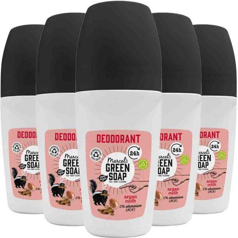 5x Marcel's Green Soap Deodorant Roller Argan & Oudh 50 ml
