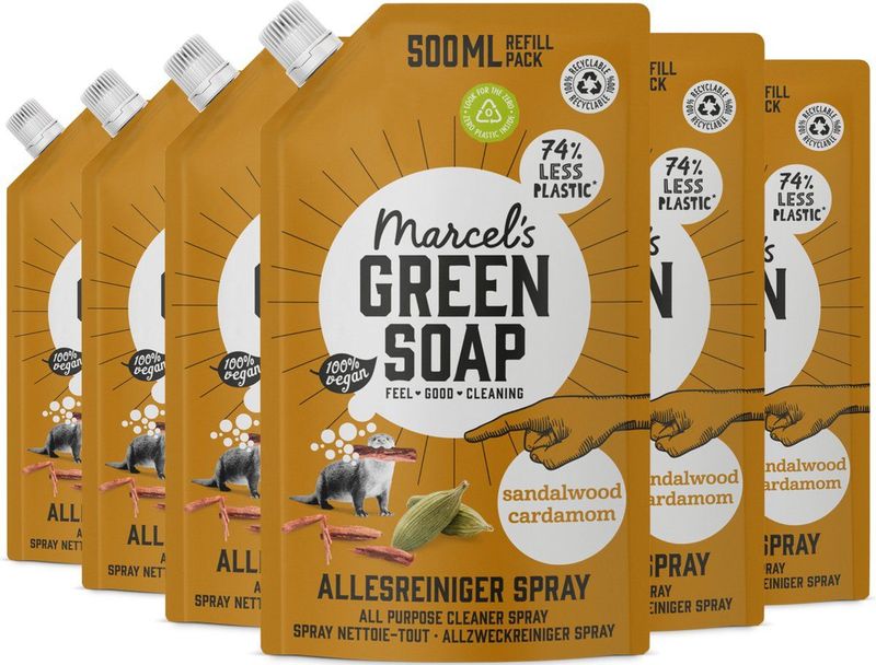 Marcel's Green Soap - Allesreiniger Spray - Sandelhout & Kardemom - Navulling