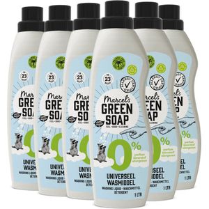 Marcel's Green Soap - Universeel Wasmiddel - 0% - 6 x 1L - Vrij van Parfum en Kleurstoffen