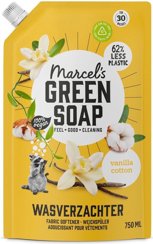 Marcel's Green Soap - Wasverzachter - Vanille & Katoen - Navulzakje - 30 Wasbeurten