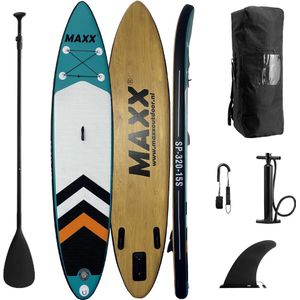 Maxxoutdoor SUP Board Ladoga Blue & Wood + Elektrische pomp