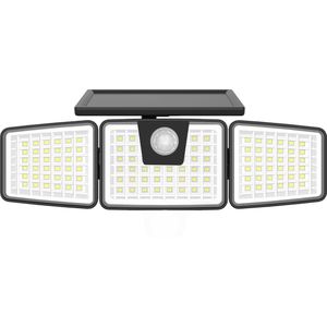Buitenlamp - Buitenlamp met bewegingssensor - Solar buitenlamp - 156 LEDs - Zwart