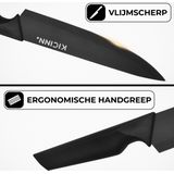 Kicinn Messenset - Messenblok - Keukengerei - Messenhouder - 14 Delig - Inclusief Schaar en Messenslijper - Zwart