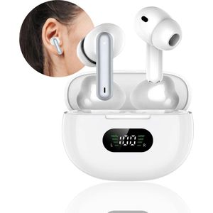 VR Electronics - Earpods Draadloos Met Noice Cancelling - Wit - Bluetooth Oordopjes - Noice Cancelling Hoofdtelefoon - Draadloze Oordopjes - Airpods - Werkt met Apple en Samsung - Earpods USB C - Wireless Earphones - Oortjes Draadloos