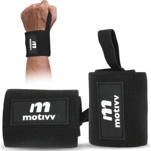 Motivv Wrist Wraps voor Fitness & Crossfit - Polsbanden voor Krachttraining - Polsbrace - 2 stuks - Zwart