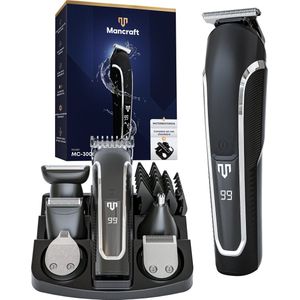 Mancraft - Premium 6 in 1 - Baardtrimmer Set - Waterdicht - Trimmer voor Baard en Lichaam - Met Neustrimmer Opzetstuk