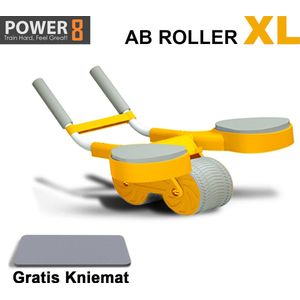 Power-8 Ab roller XL Orange: Optimale Core voor Grote Kerels - Multifunctionele AB Roller met Automatische Rebound en Gratis kiemat | Abdominale Ab Wielroller voor Buikspieren | Afslanken | ab wheel | buikspiertrainers - Buiktrainer