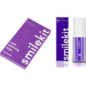 SmileKit - Tandenbleekset - Grapes Whitening Strips & V34 Colour Corrector Serum - 100% Peroxide Vrij - PAP+ - Tandenbleekstrips - Paarse tandpasta -Whitestrips - Hismile - Crest -