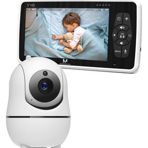 MasonPro Babyfoon - Babyfoon met Camera – Baby Monitor - Hondencamera - Huisdiercamera - Op Afstand Bestuurbaar - Uitbreidbaar Tot 4 Camera's - Temperatuursensor - Terugspreekfunctie - Video & Audio – Baby Camera - 5.0 Inch Scherm