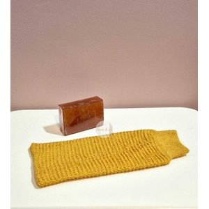 Scrub Handschoen - Geel - Scrub - Handschoen - Douche - Bad - Hammam - Hammam washandje - Gezicht - Lichaam - Scrubben - Dode huidcellen