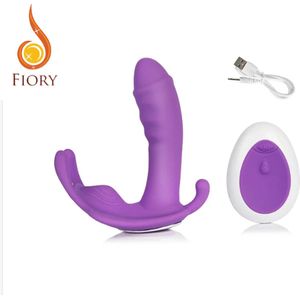 Fiory Draagbare Vibrator- Dildo| Vibrerend Slipje + afstandsbediening| Erotisch ondergoed| Stimulatie Anaal| G-Spot Stimulator | Orgasme Masturbator| Paars