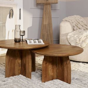 Salontafel Rond Ø80cm - Naturel Mangohout - 80x80x45cm - Starfurn